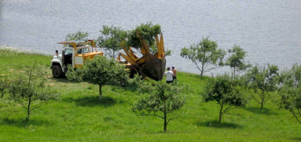 Tree planter being used to plant trees.